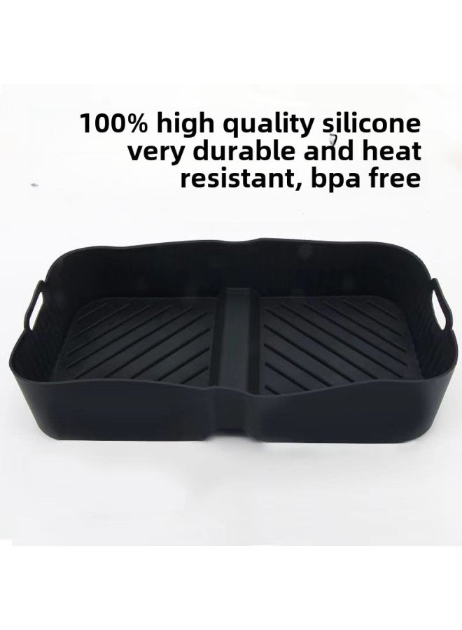 Cross-border New Products Air Fryer Silicone Baking Pan Portable Bread Basket Silicone Mat Folding Cake Baking Pan Barbecue Plate Mat-Specifications:Gray-insulated Gloves  - Image 4