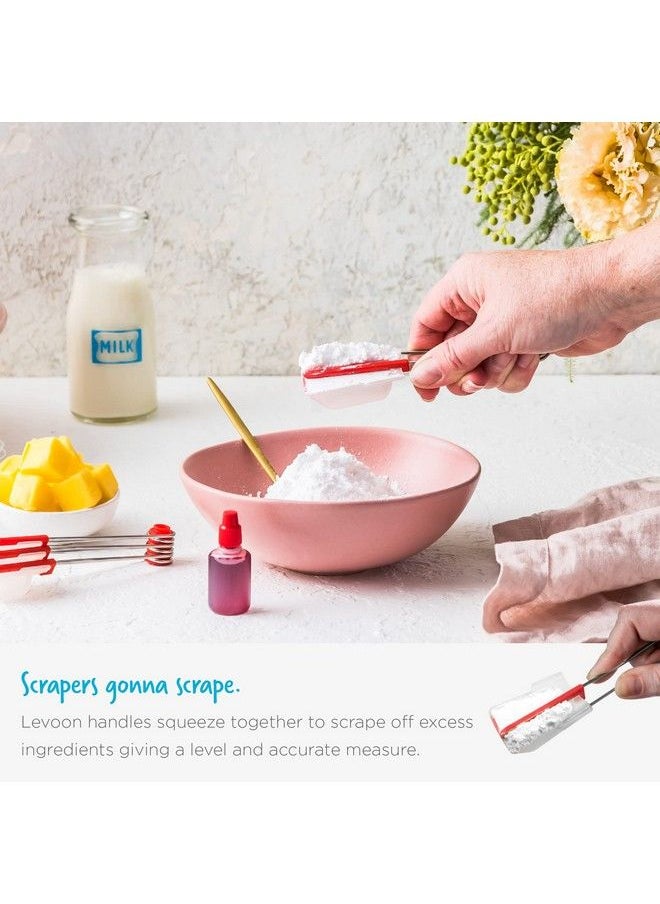 Dreamfarm - Levoons Self Leveling Measuring Spoons Set For Kitchen And Baking Set Of 4 Red - Image 1