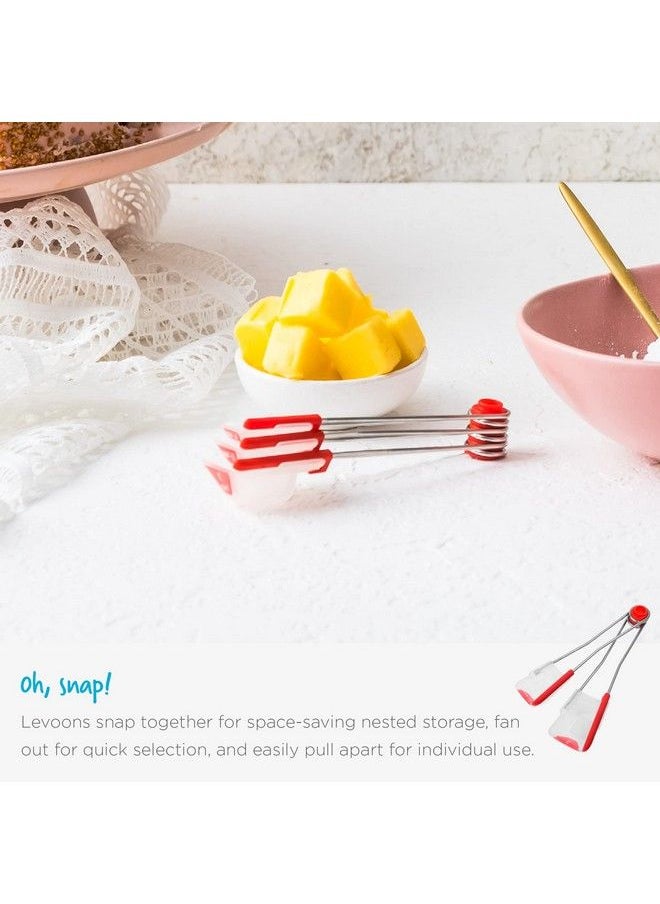 Dreamfarm - Levoons Self Leveling Measuring Spoons Set For Kitchen And Baking Set Of 4 Red - Image 1