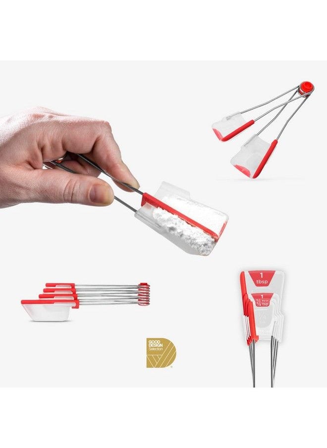 Dreamfarm - Levoons Self Leveling Measuring Spoons Set For Kitchen And Baking Set Of 4 Red - Image 1