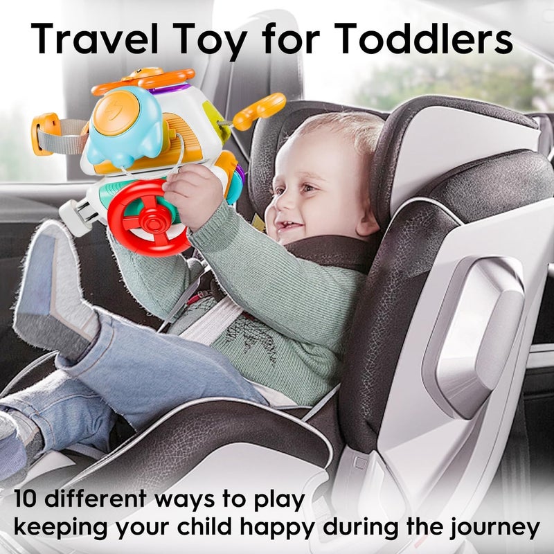 Masroo Baby Busy Board Cube, Montessori Sensory Toys for Toddler 1-3, Infant Carseat Plane Travel Toy, Educational Learning Activities, Baby Birthday Gift 6 9 12 18 Months 1 2 Year Old Boy Girl - Image 5