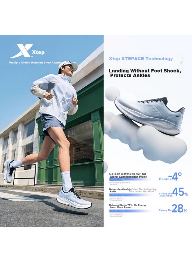 Xtep Houndun Qingfeng Edition Men's Running Shoes Breathable Lightweight Shock Absorption Rebound Non-slip Sports Sneakers Mesh Upper