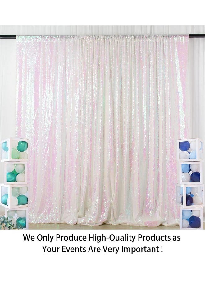ShinyBeauty 4Ftx6Ft Sparkly Sequin Photo Backdrop Photo Booth Photography Backdrop Diy Photobooth Wedding Backdrop Sparkle Backdrop Grad Party Birthday (Iridescent White)  - Image 3