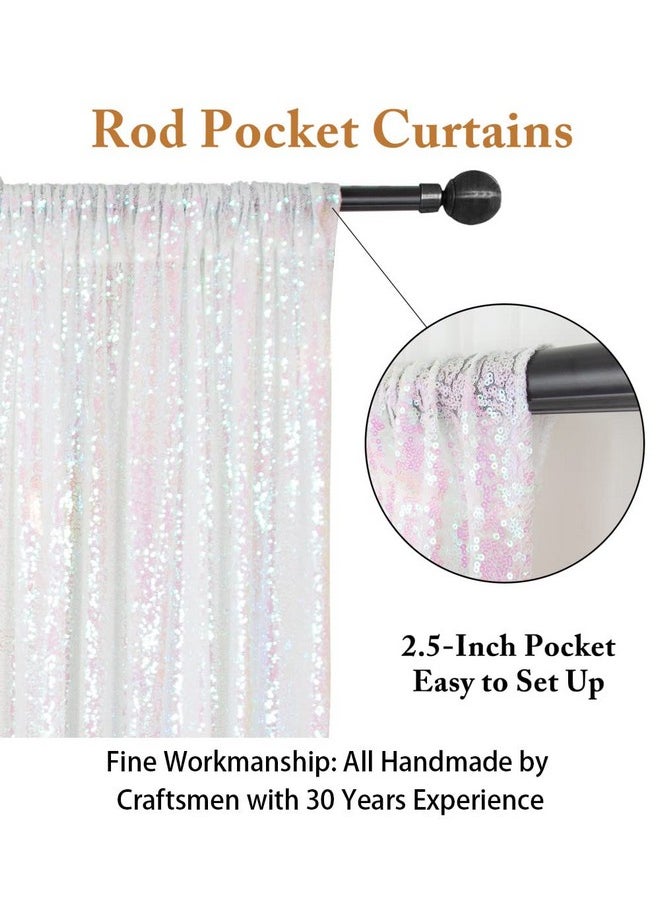 ShinyBeauty 4Ftx6Ft Sparkly Sequin Photo Backdrop Photo Booth Photography Backdrop Diy Photobooth Wedding Backdrop Sparkle Backdrop Grad Party Birthday (Iridescent White)  - Image 4