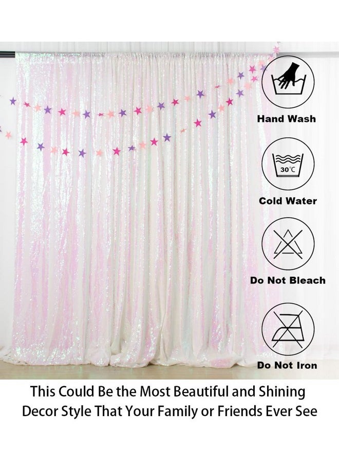 ShinyBeauty - 4Ftx6Ft Sparkly Sequin Photo Backdrop Photo Booth Photography Backdrop Diy Photobooth Wedding Backdrop Sparkle Backdrop Grad Party Birthday (Iridescent White) - Image 1