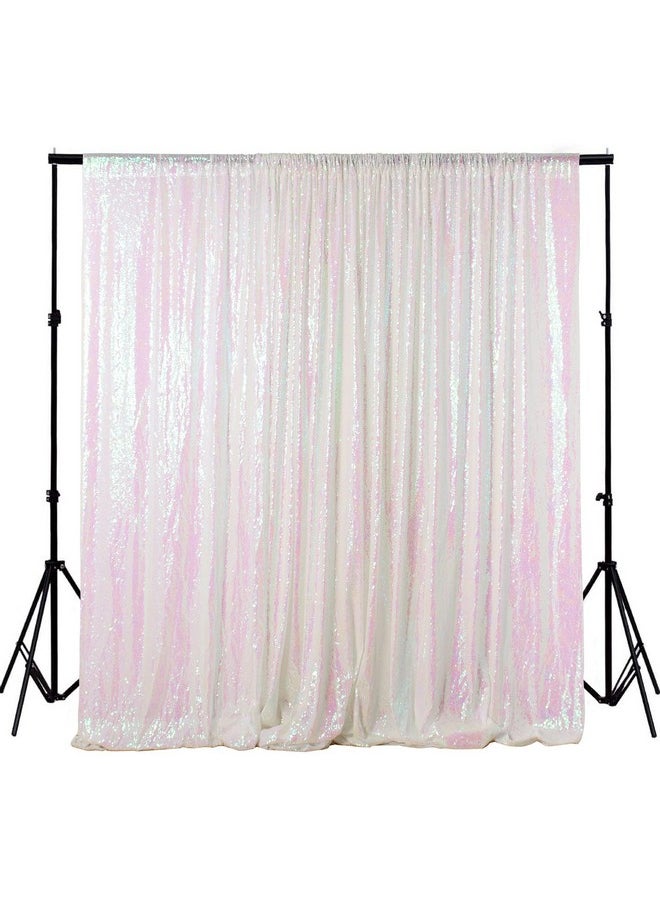 ShinyBeauty 4Ftx6Ft Sparkly Sequin Photo Backdrop Photo Booth Photography Backdrop Diy Photobooth Wedding Backdrop Sparkle Backdrop Grad Party Birthday (Iridescent White)  - Image 2