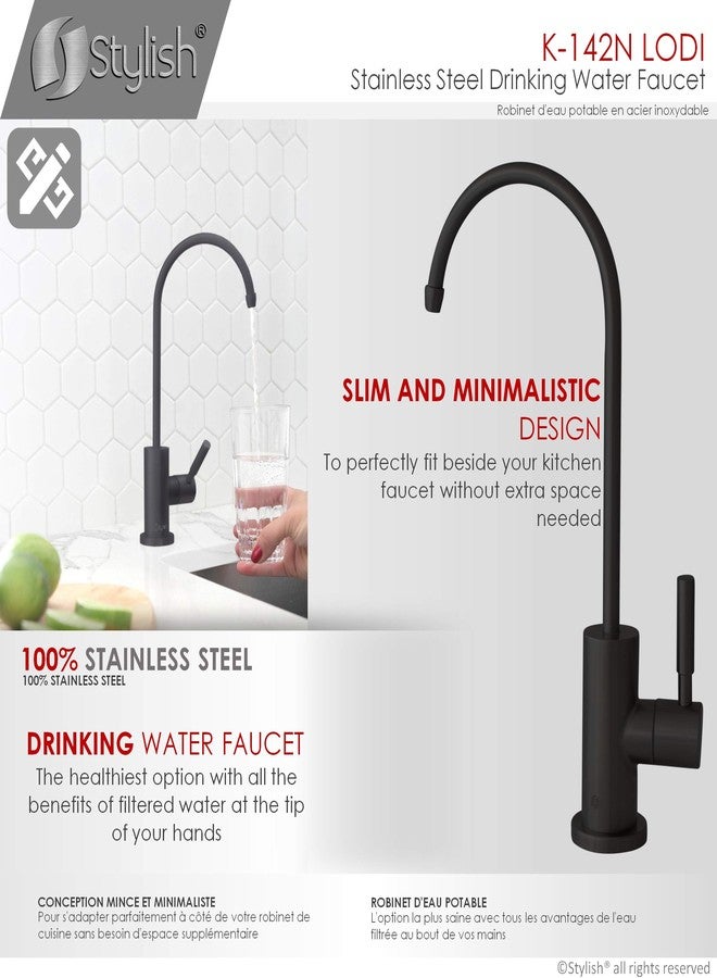 Stylish Drinking Water Faucet 360 Degree Swivel Spout High Arch Single Handle Drip Free Stainless Steel Cartridge Reverse Osmosis Faucet Matte Black, K-142N - Image 5