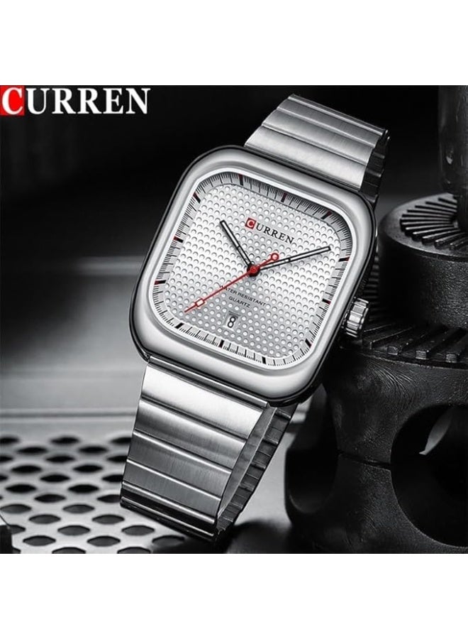 Curren 8460 Casual Steel Strap Square Men Quartz Watch Japan Movement - Image 2