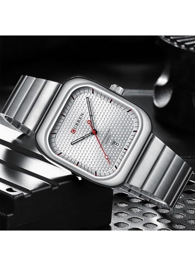 Curren 8460 Casual Steel Strap Square Men Quartz Watch Japan Movement - Image 3