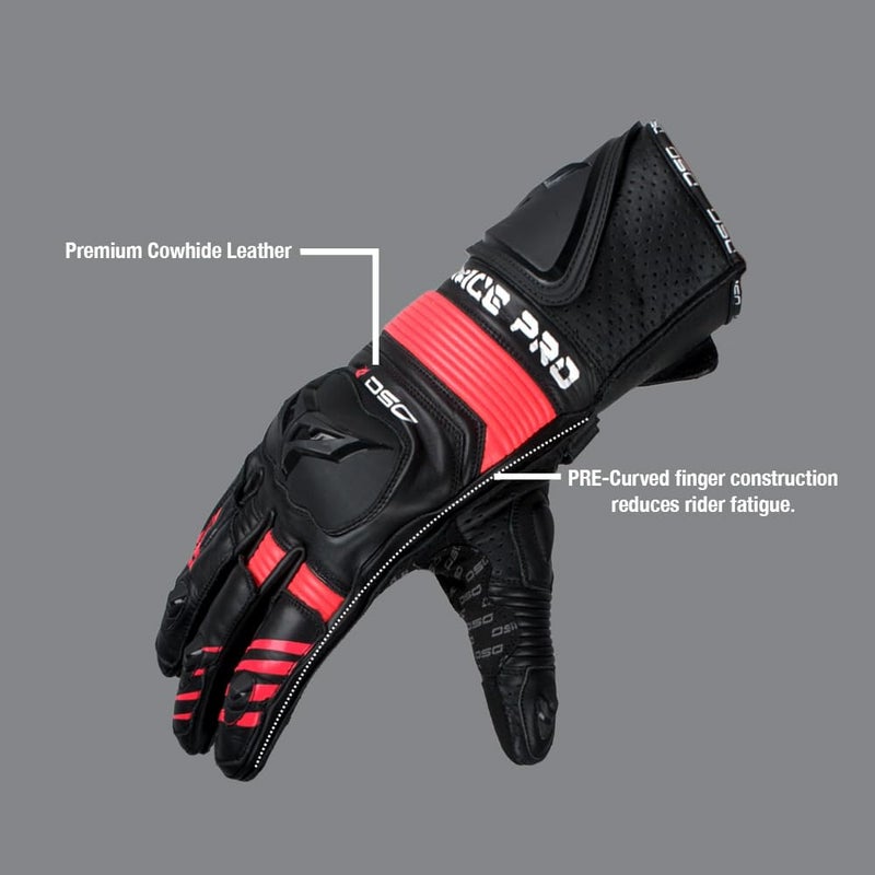 DSG Race Pro Sport Riding Gloves : Black Red (Size-2XLarge) - Image 5