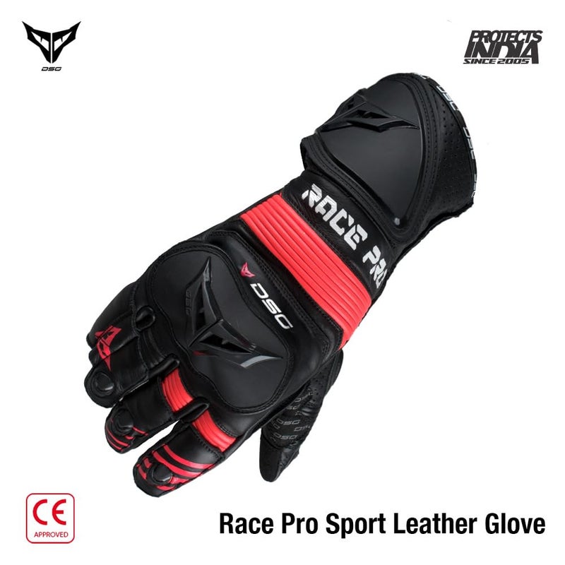 DSG Race Pro Sport Riding Gloves : Black Red (Size-2XLarge) - Image 2
