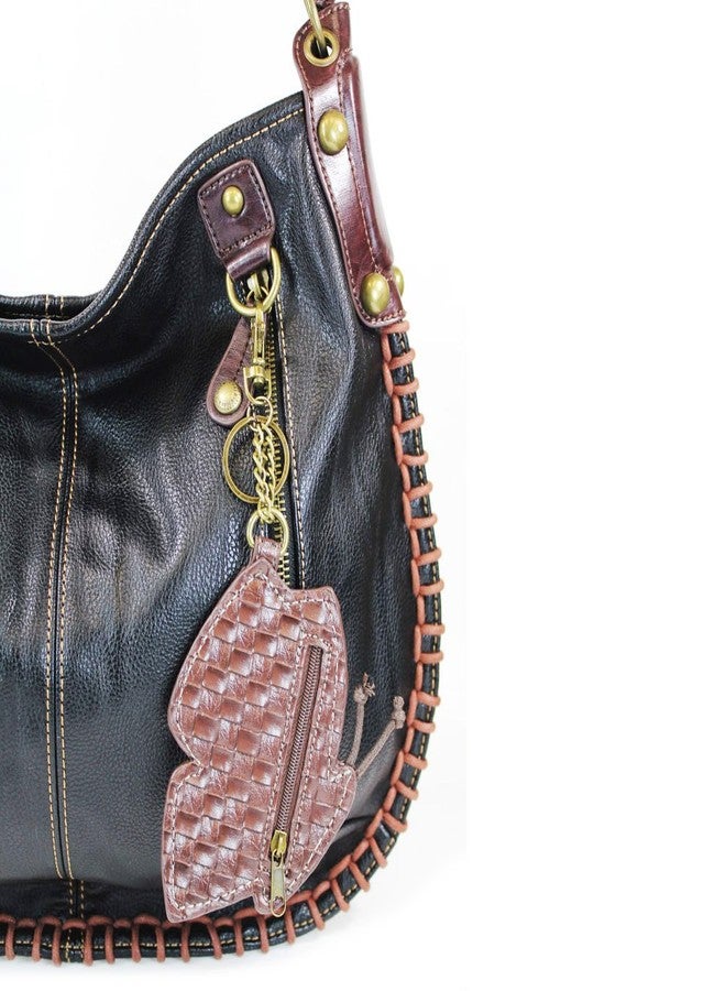 CHALA Crossbody Handbag, Hobo Style, Casual, Soft, Large Bag Shoulder or Crossbody - Black (Butterfly) - Image 5