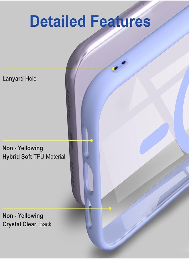 Case Crystal Clear for Samsung Galaxy S22 Ultra Magnetic Clear Cover, Compatible with Wireless Charger and Magsafe Card Wallet, Simplistic Transparent Shockproof and Drop-Proof Case - Sierra Blue