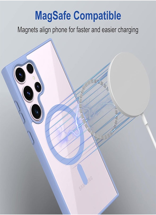 Case Crystal Clear for Samsung Galaxy S22 Ultra Magnetic Clear Cover, Compatible with Wireless Charger and Magsafe Card Wallet, Simplistic Transparent Shockproof and Drop-Proof Case - Sierra Blue