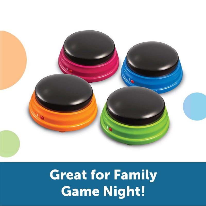 Learning Resources Recordable Answer Buzzers - Set of 4, Ages 3+ | Pre-K Personalized Sound Buzzers, Recordable Buttons, Game Show Buzzers, Perfect for Family Game and Trivia Nights - Image 3