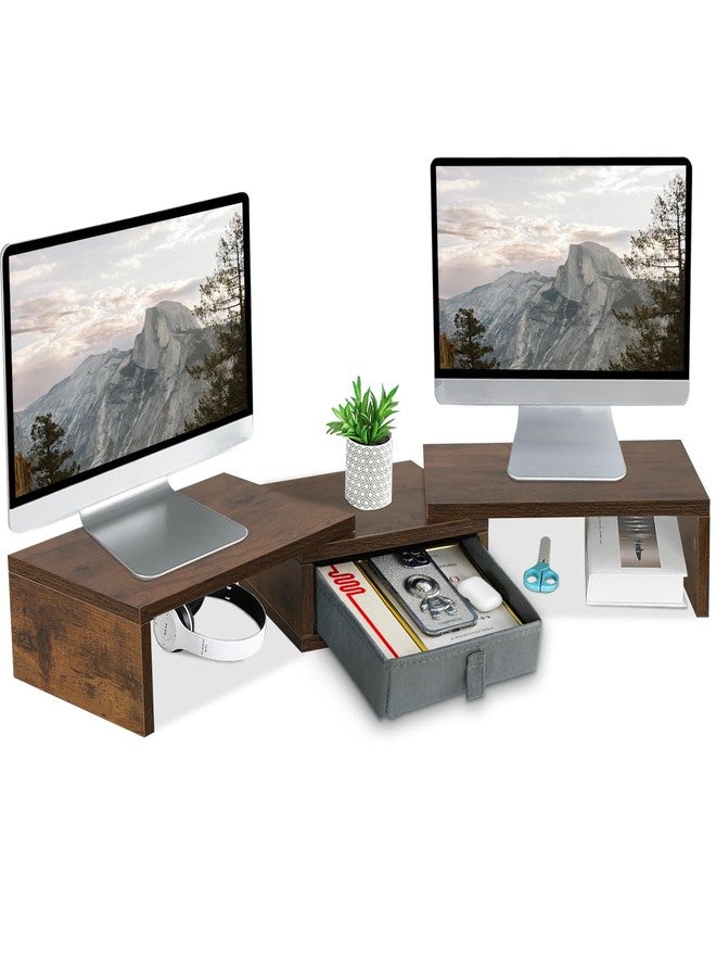 تيميكس Teamix 3 Shelf Monitor Stand Riser With Drawer 28.3-37x9.5x4.5 inch