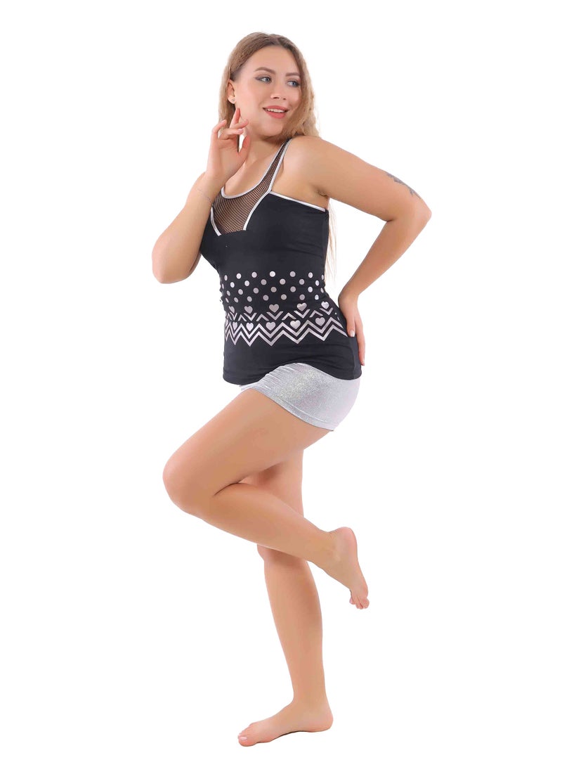 Women's pajama set with a camisole and short shorts is elegant and suitable for hot summer weather.  - Image 1