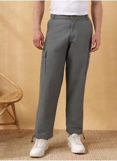 Dennis Lingo Stone 100% Nylon Solid Pattern Straight Fit Trouser for Men Full Bottom Body Wear Cargo Button Closure Woven Weave Mid Rise Waist - Perfect for Lifestyle Occasions  - Image 3