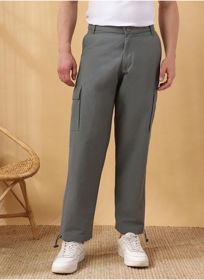 Dennis Lingo Stone 100% Nylon Solid Pattern Straight Fit Trouser for Men Full Bottom Body Wear Cargo Button Closure Woven Weave Mid Rise Waist - Perfect for Lifestyle Occasions  - Image 3