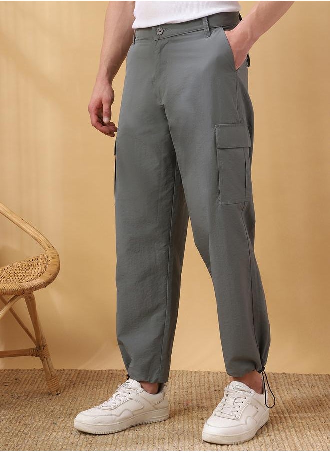 Dennis Lingo Stone 100% Nylon Solid Pattern Straight Fit Trouser for Men Full Bottom Body Wear Cargo Button Closure Woven Weave Mid Rise Waist - Perfect for Lifestyle Occasions  - Image 5