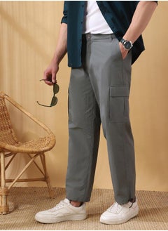 Dennis Lingo Stone 100% Nylon Solid Pattern Straight Fit Trouser for Men Full Bottom Body Wear Cargo Button Closure Woven Weave Mid Rise Waist - Perfect for Lifestyle Occasions  - Image 2