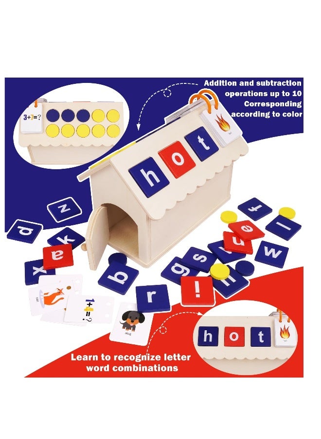 Educational Wooden Alphabet Spelling Blocks for Kids, Montessori Addition and Subtraction Games, Perfect Gift for Preschool and Kindergarten - Image 2