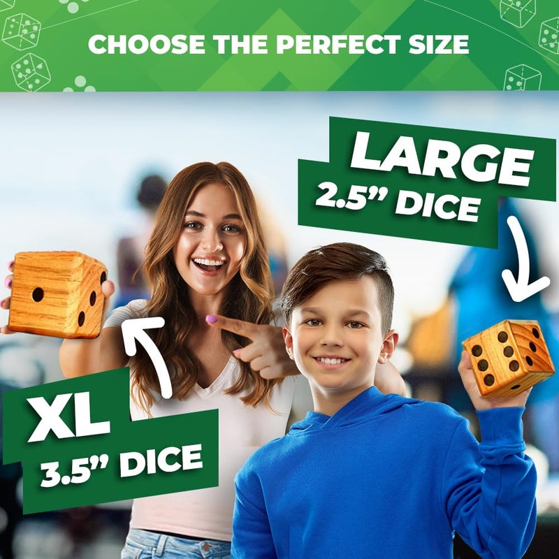 SWOOC Games - Yardzee  Farkle & 20+ Games - Light-Weight Yard Dice Game Set (All Weather) with Collapsible Bucket  5 Big Laminated Score Cards  and Marker (Choose 2.5in or 3.5in Dice) Yard Games - Image 3