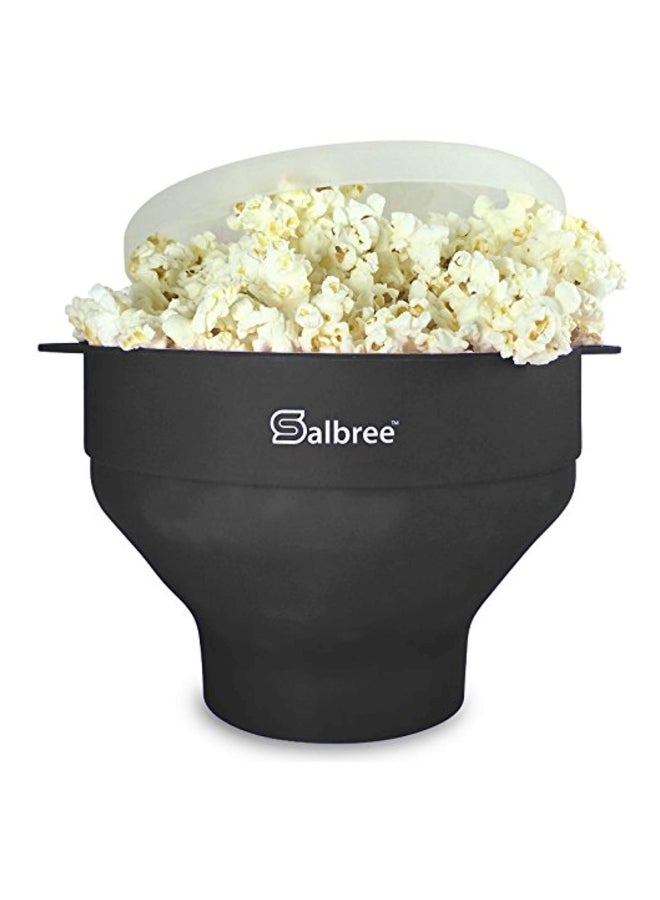 Salbree The Original Salbree Collapsible Silicone Microwave Popcorn Popper Maker Machine, Microwavable Bowl Holds 16 Cups, Uses Hot Air and Oil Always Optional - The Most Colors Available (Black) - Image 2