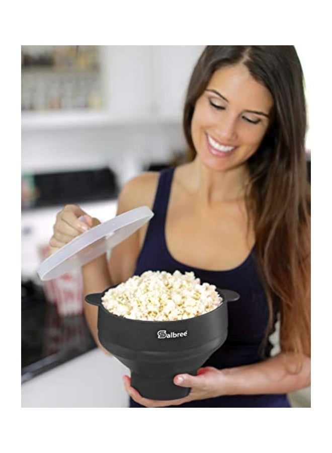Salbree The Original Salbree Collapsible Silicone Microwave Popcorn Popper Maker Machine, Microwavable Bowl Holds 16 Cups, Uses Hot Air and Oil Always Optional - The Most Colors Available (Black) - Image 3