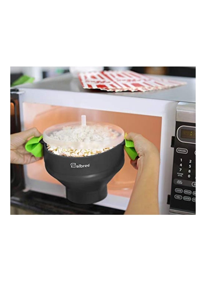 Salbree The Original Salbree Collapsible Silicone Microwave Popcorn Popper Maker Machine, Microwavable Bowl Holds 16 Cups, Uses Hot Air and Oil Always Optional - The Most Colors Available (Black) - Image 5