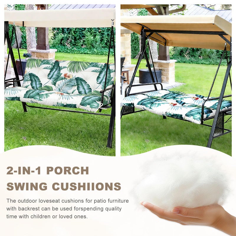 NANGELRN Porch Swing Cushion with Backrest,Waterproof Bench Cushion for Outdoor Furniture,2-3 Seater Replacement Thickened swing cushion with Ties,Patio,Outdoor,Backyard and Garden (Hawaiian Flower,40x40") - Image 4