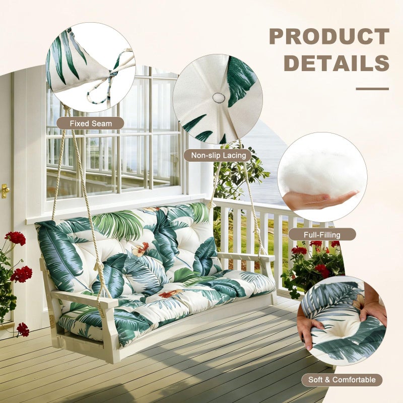 NANGELRN Porch Swing Cushion with Backrest,Waterproof Bench Cushion for Outdoor Furniture,2-3 Seater Replacement Thickened swing cushion with Ties,Patio,Outdoor,Backyard and Garden (Hawaiian Flower,40x40") - Image 5