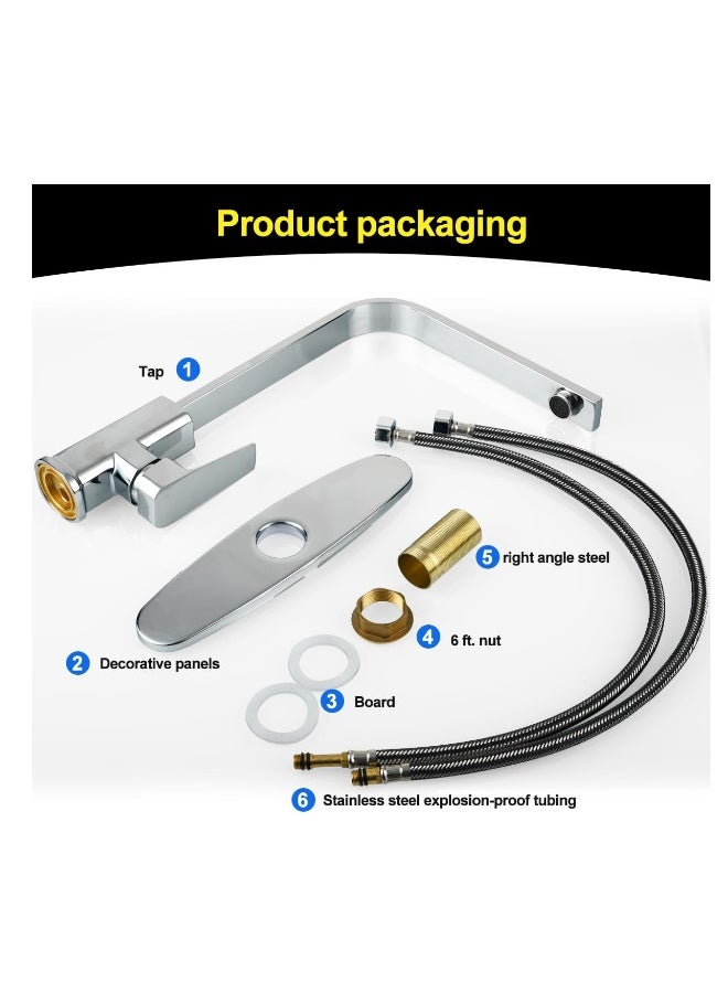 Kitchen Faucet, Kitchen Sink Mixer Tap with 360° Rotatable, Single-Handle High Arc Swan-Neck Modern Stainless Steel Kitchen Faucet, Kitchen Sink Faucets with 2 Hose - Image 2