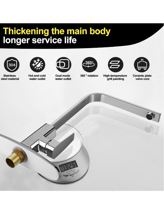 Kitchen Faucet, Kitchen Sink Mixer Tap with 360° Rotatable, Single-Handle High Arc Swan-Neck Modern Stainless Steel Kitchen Faucet, Kitchen Sink Faucets with 2 Hose - Image 4