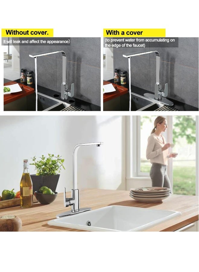 Kitchen Faucet, Kitchen Sink Mixer Tap with 360° Rotatable, Single-Handle High Arc Swan-Neck Modern Stainless Steel Kitchen Faucet, Kitchen Sink Faucets with 2 Hose - Image 5