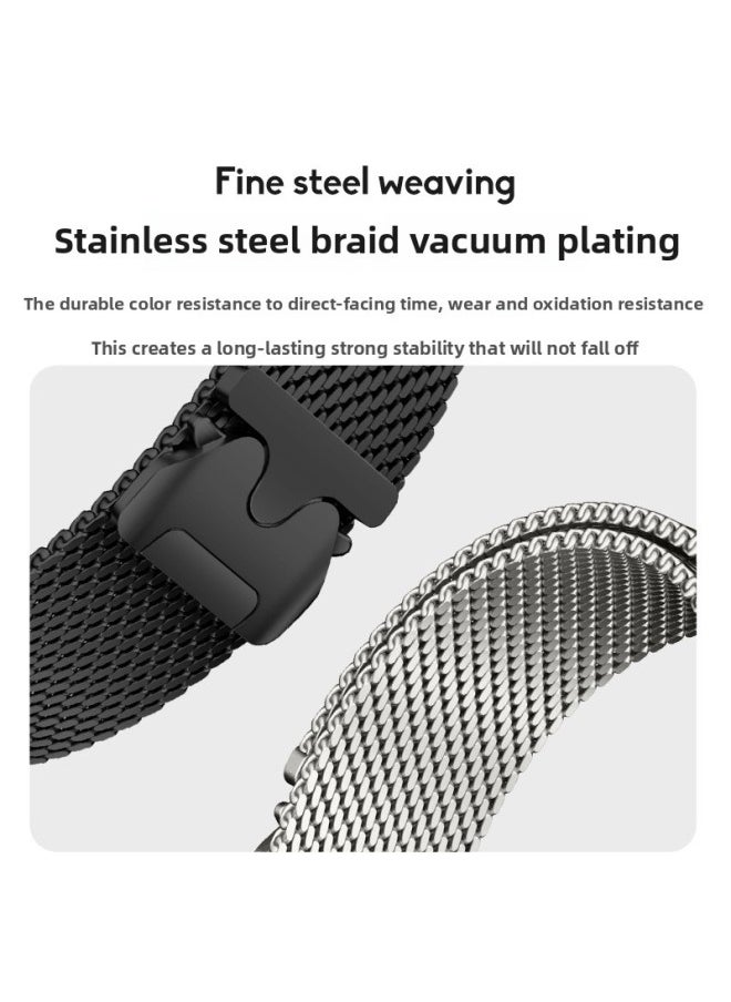 Generic - For HuaweiGT5/4 Magnetic Steel Belt Parachute Magnetic Buckle Milanese Strap For XiaomiFor SamsungWatch7-Color:2#Black D-Specifications:18mm - Image 1