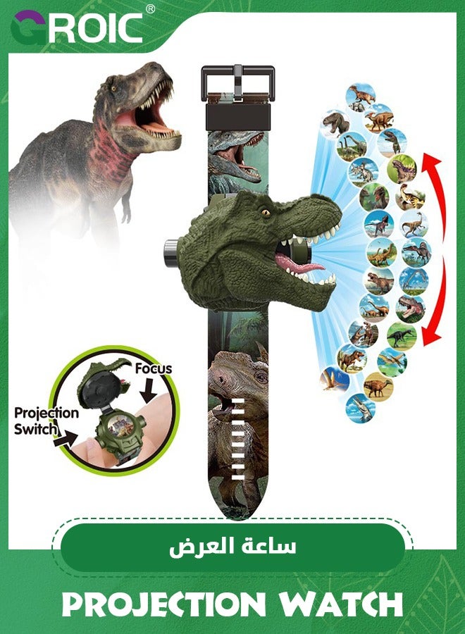 Kids Watch with 24 Dinosaur Projection Patterns Cartoons Kids Digital Wrist Watch Toys with Adjustable Strap Projector Watch