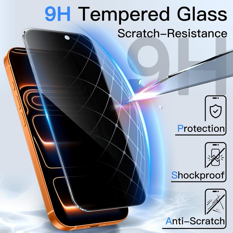 Jetech Privacy Screen Protector for iPhone 17 Pro Max 6.9-Inch, Anti-Spy Tempered Glass Film with Easy Installation Tool, 2-Pack - Image 5