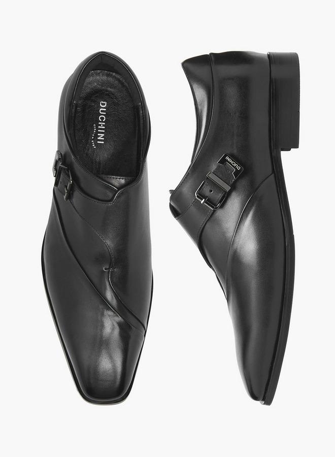 DUCHINI Men Buckled Leather Monk Shoes - Image 5