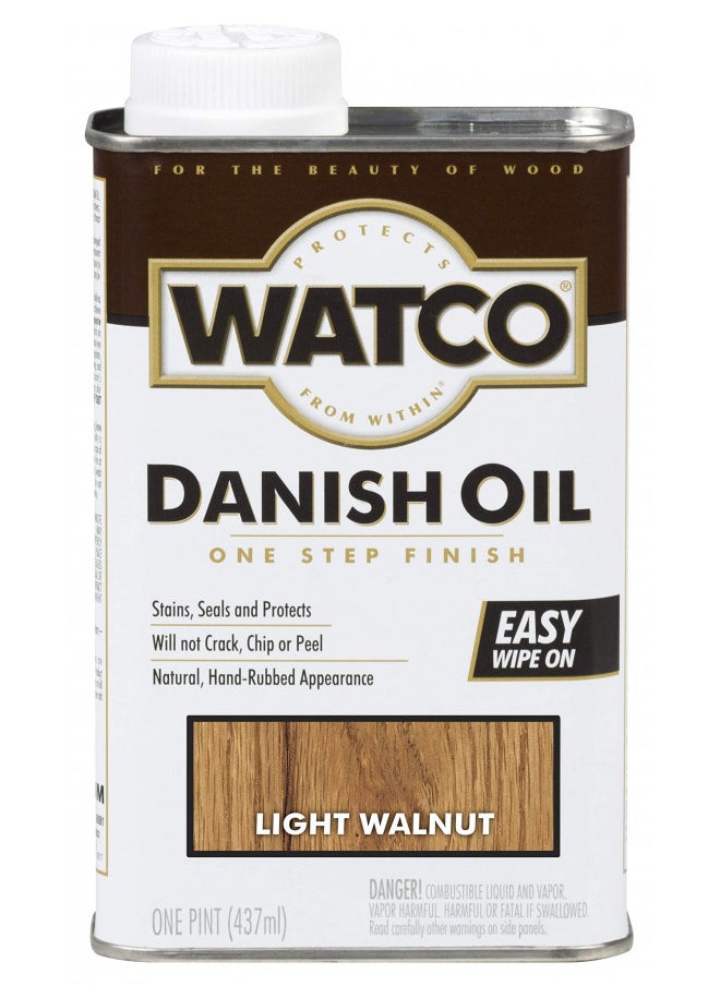 RUST-OLEUM Watco 65551 Danish Oil Wood Finish, Pint, Light Walnut  - Image 1