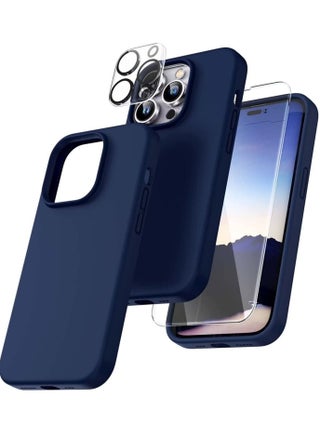 [5 in 1 for iPhone 14 Pro Max Case, 2 Screen Protector + 2 Camera Lens Protector, Slim Liquid Silicone Phone Case iPhone 14 Pro Max 6.7 Inch, [Anti-Scratch] [Drop Protection], Blue - pzsku/ZDDC8A22D427B6728E1B4Z/45/_/1692797878/0c46912c-c81e-4bb8-94ec-88d22f72037c