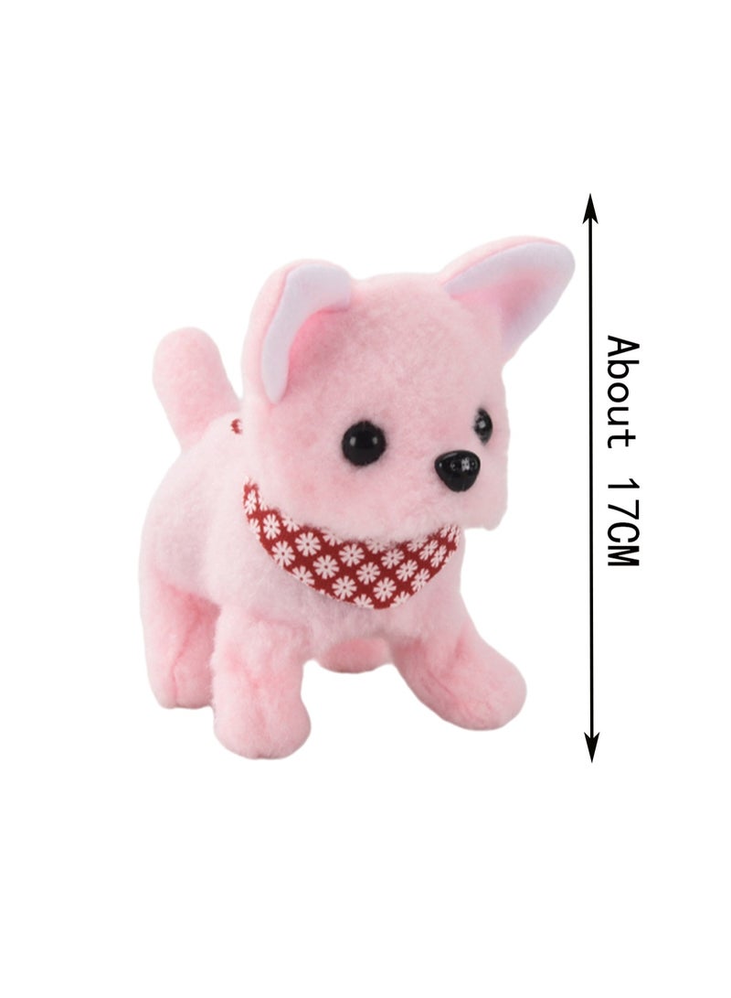 Scarf Vertical Ears Pink Electronic Dog Plush Stuffed Interactive Animal Touch Control Electronic Pet Can Walk And Bark, Wag Its Tail, Toys Suitable For Children And Babies  - Image 2