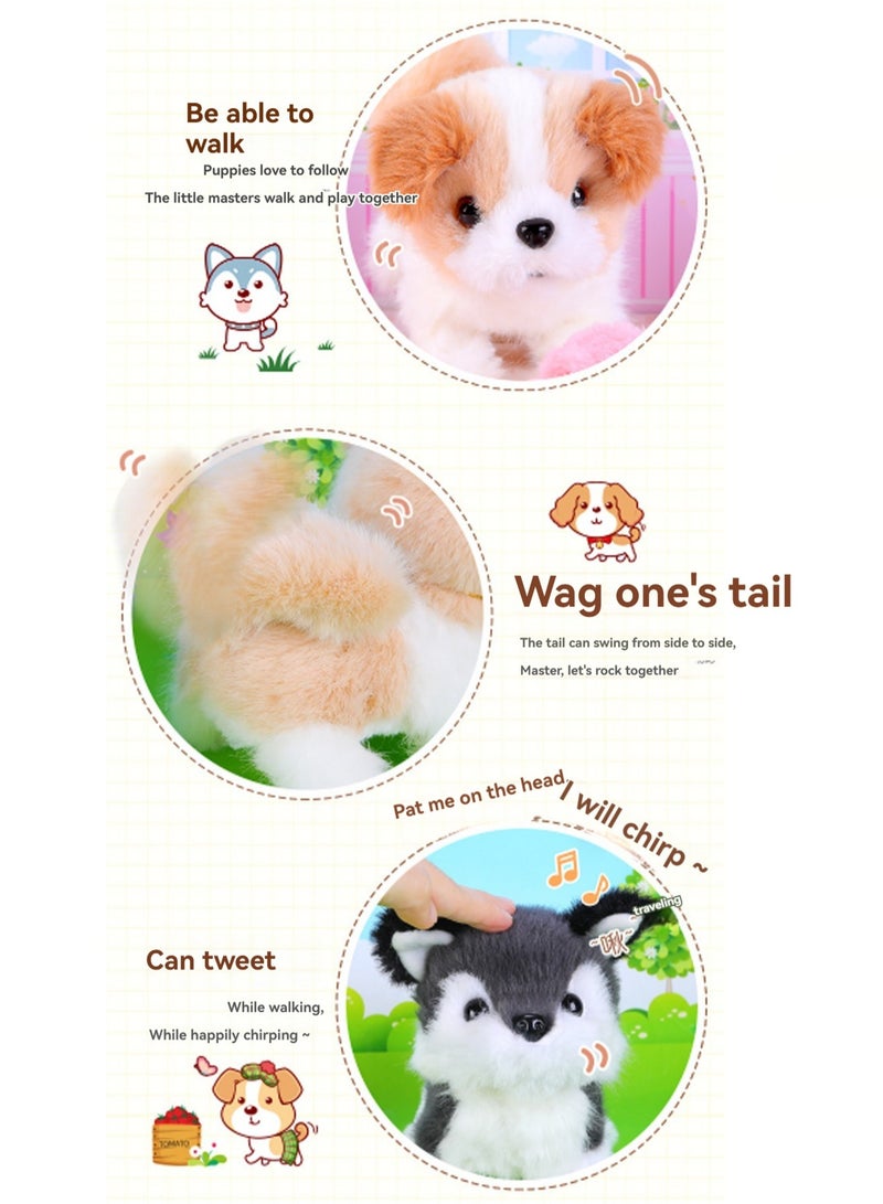 Scarf Vertical Ears Pink Electronic Dog Plush Stuffed Interactive Animal Touch Control Electronic Pet Can Walk And Bark, Wag Its Tail, Toys Suitable For Children And Babies  - Image 3