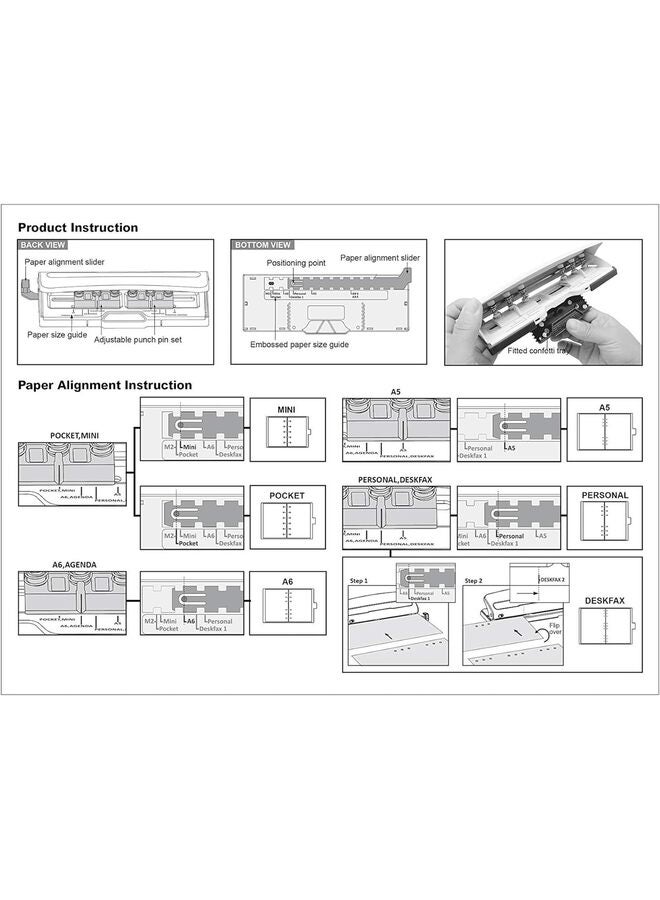LAMAY Adjustable 6-hole punch, 8-sheet capacity, mini/pocket size, A3/A4/A5/A6 size, suitable for planners/personal office supplies/desktop fax machines - Image 4