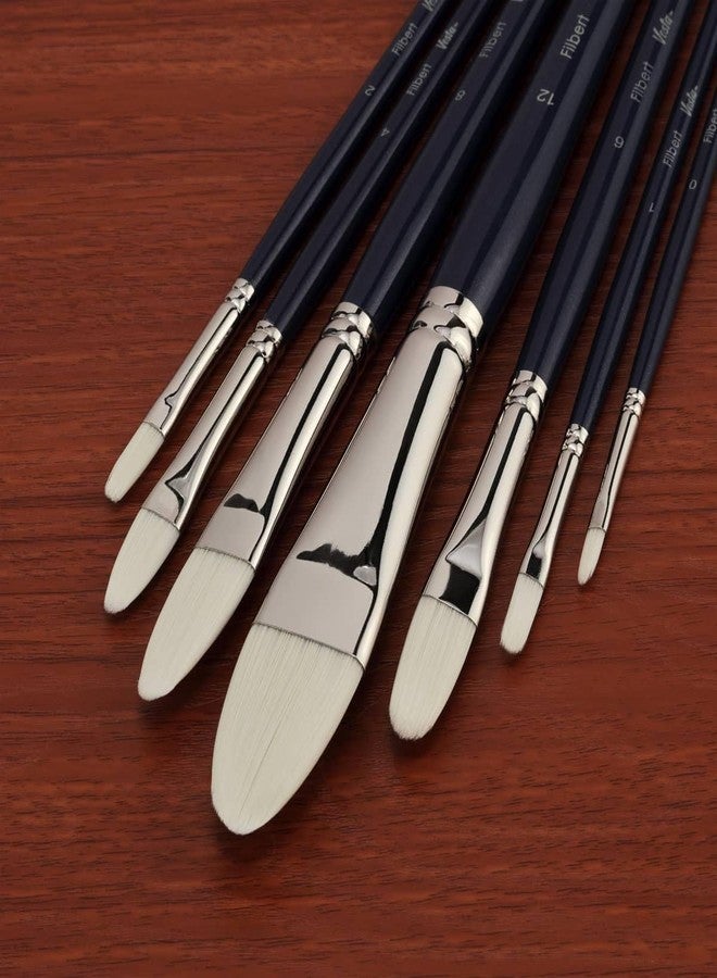 Creative Mark Vesta Synthetic Bristle Artist Paint Brushes for Acrylic Painting - Long Handle Acrylic Paint Brush Set of 7 Mimics Chungking Bristles for Oils and Alkyds - Filbert Sizes 0,1,2,4,6,8,12 - Image 3