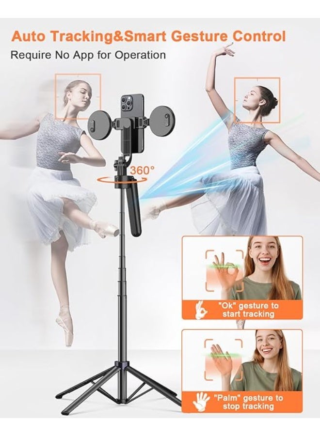 71" Auto Face Tracking Tripod – 360° Rotating Phone Stand with Light & Rechargeable Remote – Smart Tripod for iPhone, Android, Camera & GoPro – Perfect for TikTok, Vlogging & Video Recording - Image 2