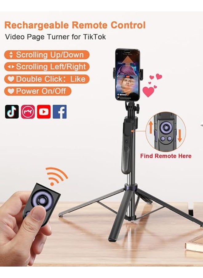 71" Auto Face Tracking Tripod – 360° Rotating Phone Stand with Light & Rechargeable Remote – Smart Tripod for iPhone, Android, Camera & GoPro – Perfect for TikTok, Vlogging & Video Recording - Image 3