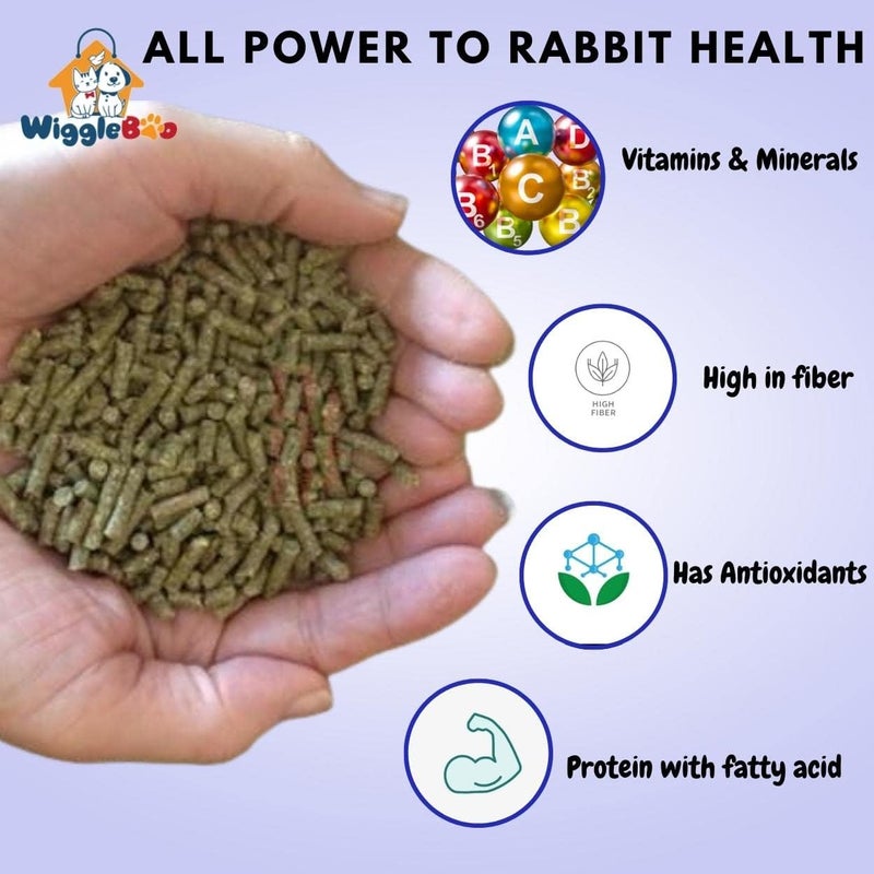 WiggleBoo طعام على شكل حبيبات للأرانب، غني بفيتامين د والمعادن والكالسيوم، وهو طعام صحي لجميع أنواع الأرانب؛ كل قرص يحتوي على عناصر غذائية مفيدة (450 جرام). - Image 5
