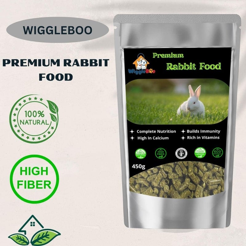WiggleBoo طعام على شكل حبيبات للأرانب، غني بفيتامين د والمعادن والكالسيوم، وهو طعام صحي لجميع أنواع الأرانب؛ كل قرص يحتوي على عناصر غذائية مفيدة (450 جرام). - Image 2