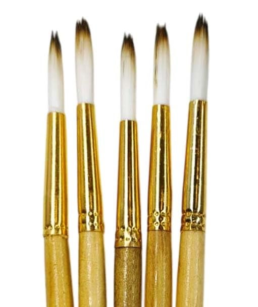 Beads & Craft: Round Paint Brushes Set with Soft Synthetic Washable Bristles and Wooden Handle for Canvas Painting, Watercolor, Acrylic and Oil Painting (Set of 5pcs) (0)
